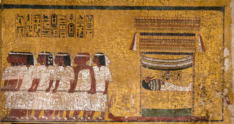East wall of the tomb’s burial chamber after restoration.